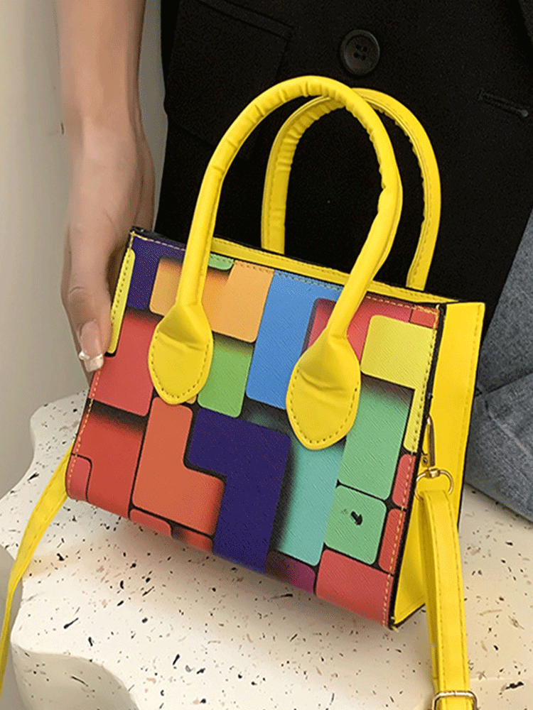 Bolso cuadrado con bloques de color