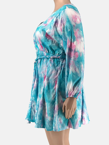 Tie Dye Belted Midi Dress