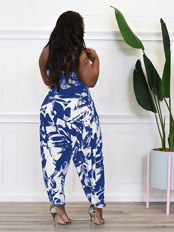 Casual Print Halter Jumpsuits