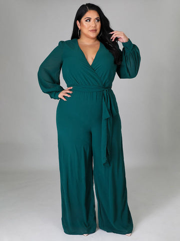 V Neck Wrap Jumpsuit