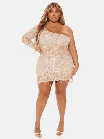 One-Shoulder Sequin Party Dress