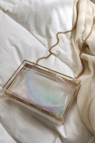 Feather Clear Square Crossbody Bag