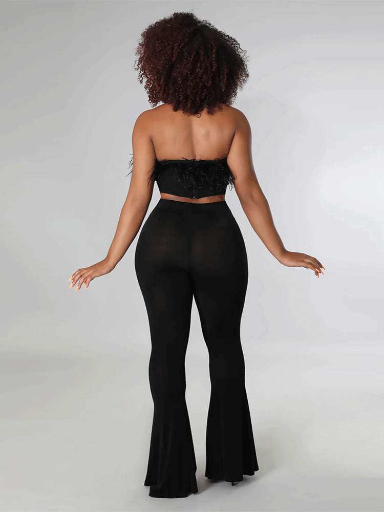 Solid High Waist Flare Pants