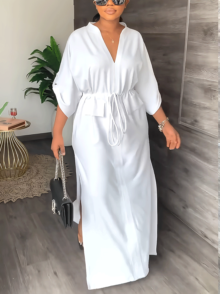 V-neck Split Maxi Dress