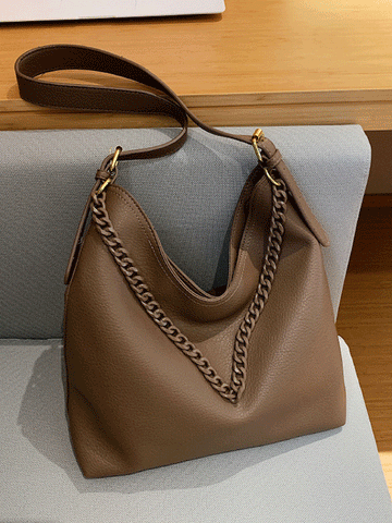 PU Solid Shoulder Bag