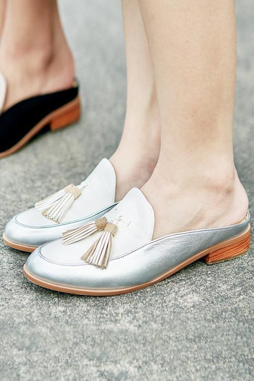 Tassels Low Heel Mules