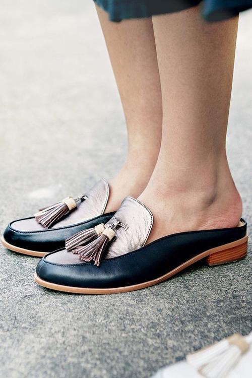 Tassels Low Heel Mules