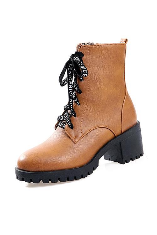 Chunky Heel Lace Up Martin Boots