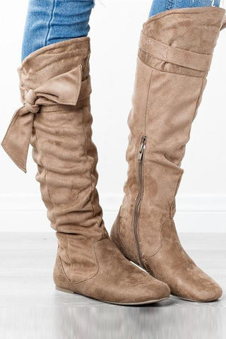 Bow Zipper Flats Boots