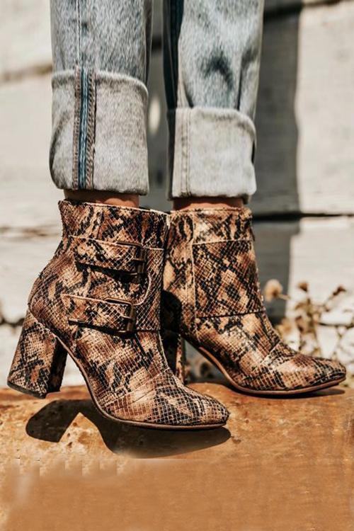 Buckle High Heel Ankle Boots