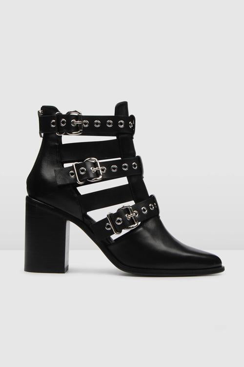 Hollow Buckle Ankle Boots