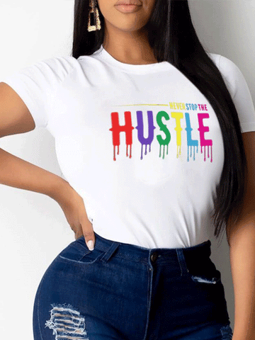 Camiseta informal con letras HUSTLE