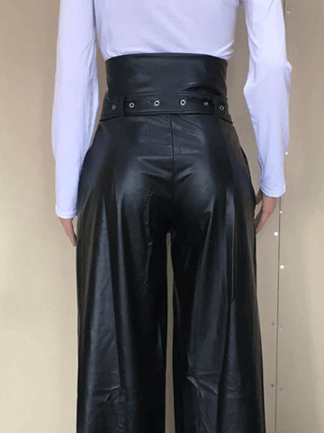 High Waist PU Pants