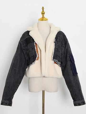 Lamb Denim Patchwork Coat