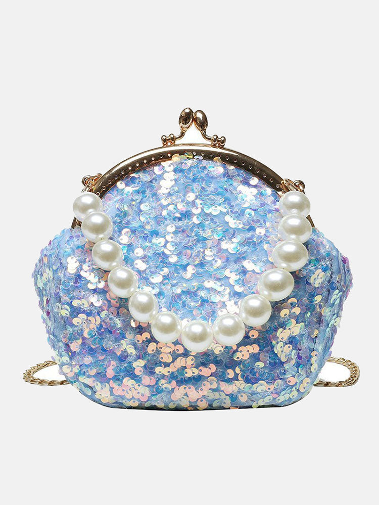 Mini bolso de noche con lentejuelas y perlas