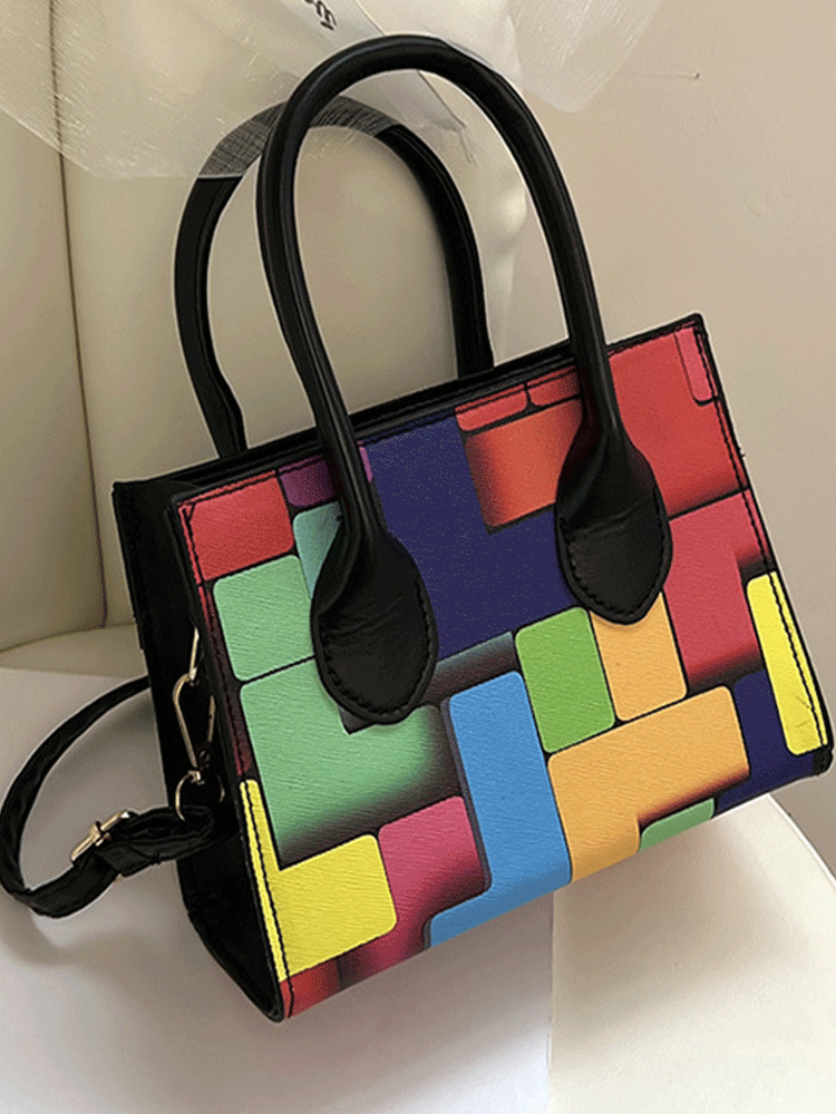 Quadratische Tasche im Colorblock-Design