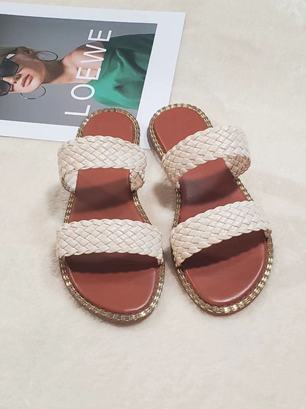 Sandalias planas con doble tira trenzada