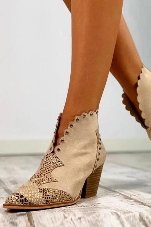 Beads Snake Slip On Boots