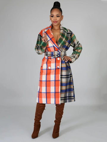 Karierter Langarmmantel