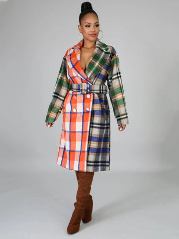 Karierter Langarmmantel