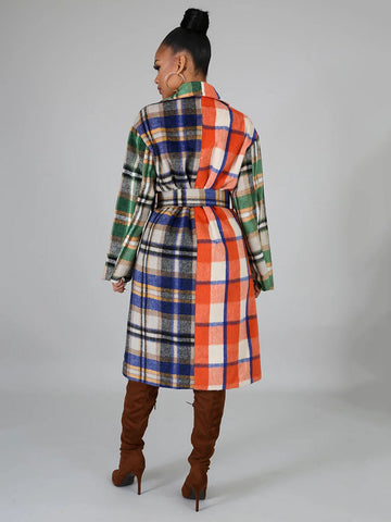 Karierter Langarmmantel