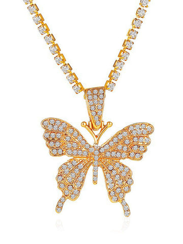 Rhinestone Butterfly Necklace