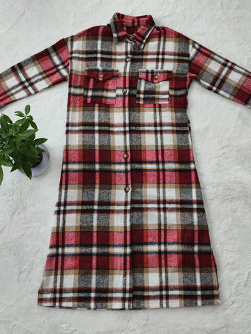 Karierter Hemdmantel mit Knöpfen