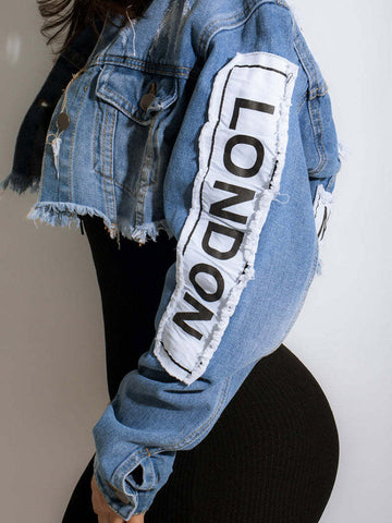 Letter Print Denim Jacket