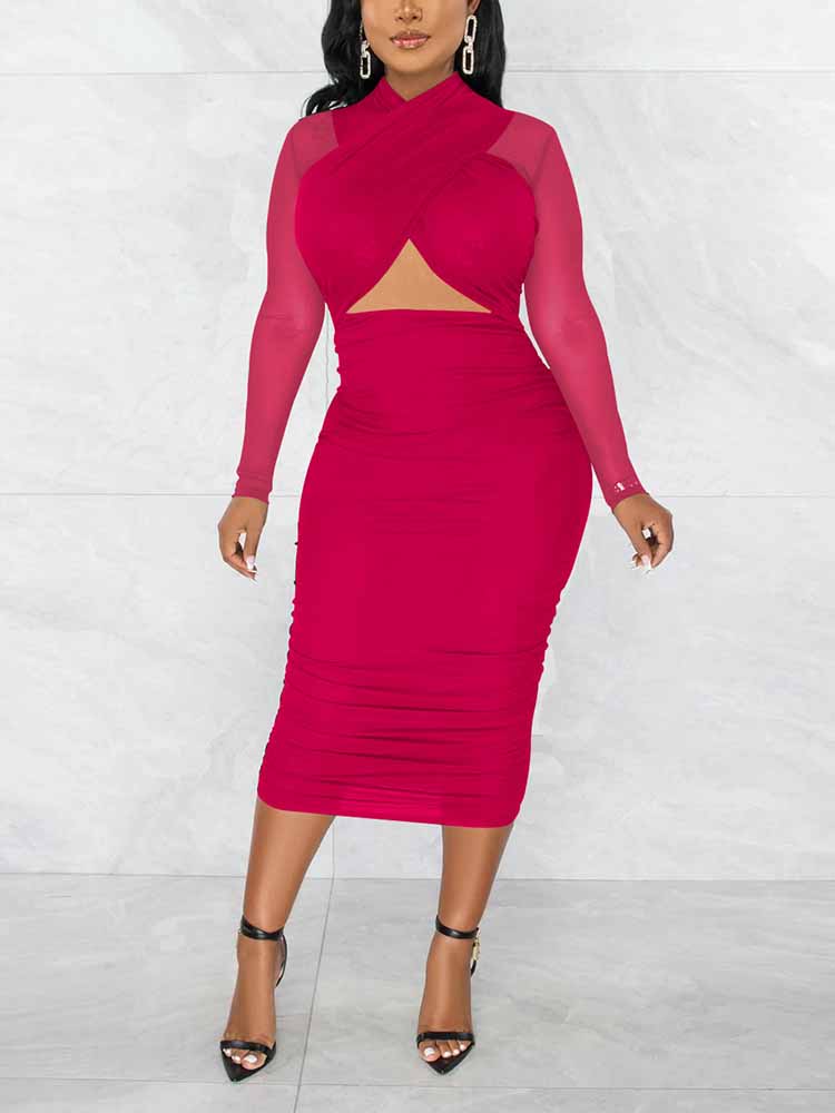 Mesh Cut Out Party Dress