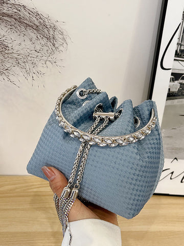 Bolso tipo cubo con decoración de diamantes de imitación