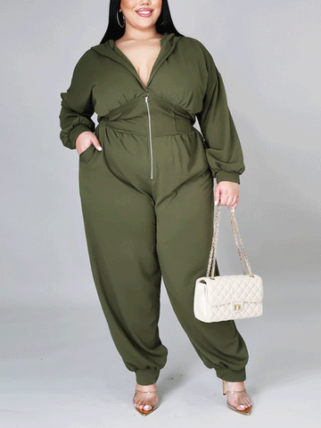 Jumpsuit mit Kapuze und Reißverschluss