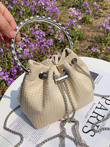 Rhinestone Decor Bucket Bag