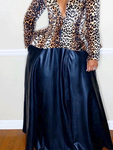 Unregelmäßiger PU-Rock mit Gürtel