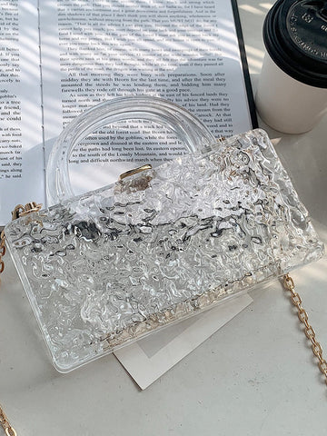 Transparente Box-Tasche mit Ketten