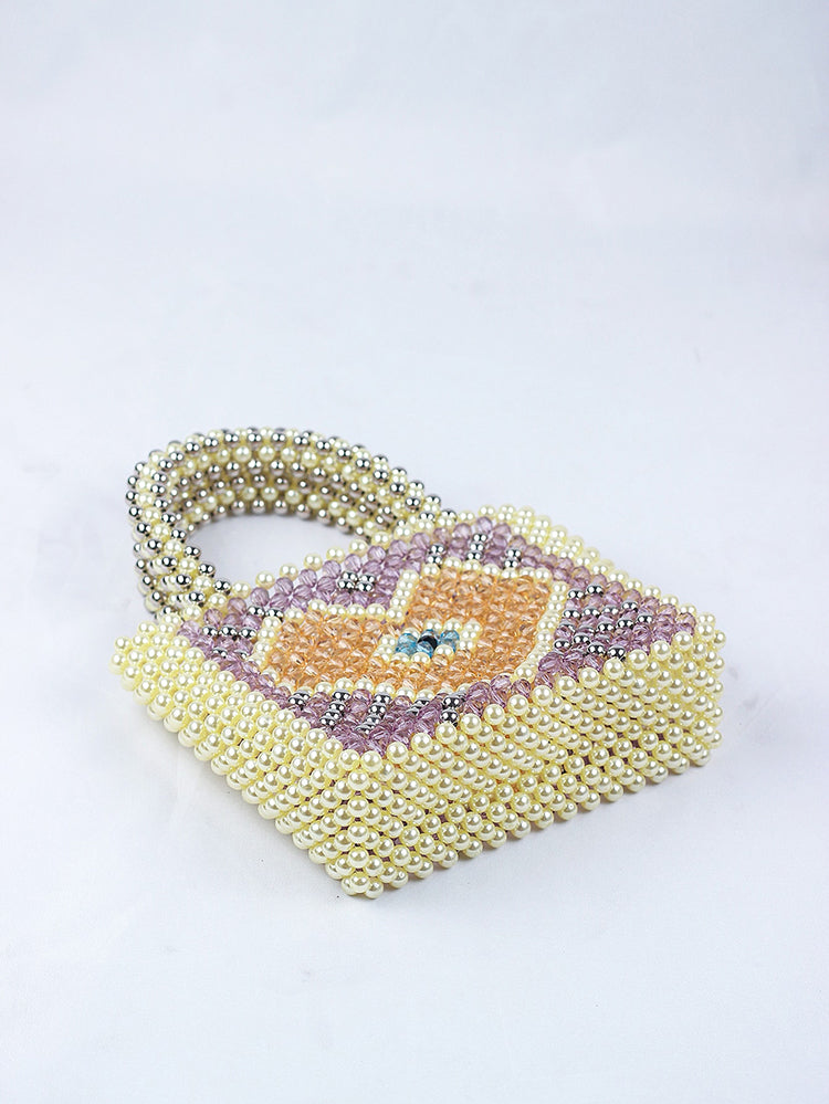 Colorblock Beaded Square Bag