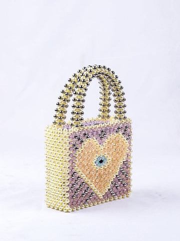 Colorblock Beaded Square Bag