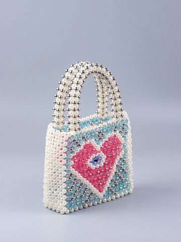 Colorblock Beaded Square Bag