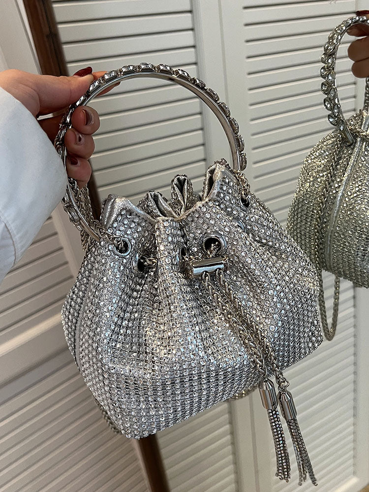 Rhinestone Decor Bucket Bag