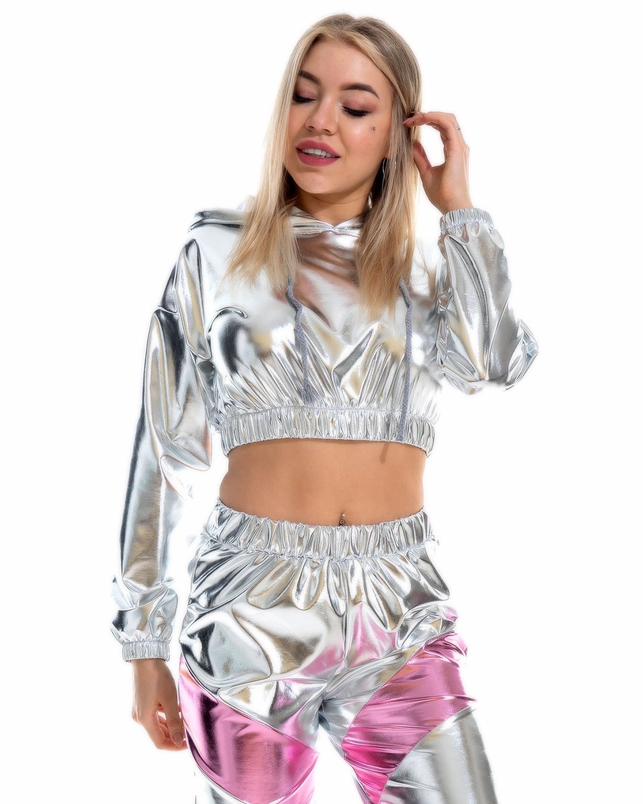 Patent Leather Cropped Hooded