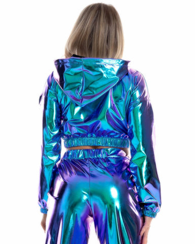 Patent Leather Cropped Hooded