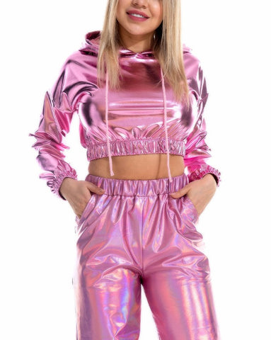 Patent Leather Cropped Hooded