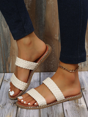 Sandalias planas con doble tira trenzada