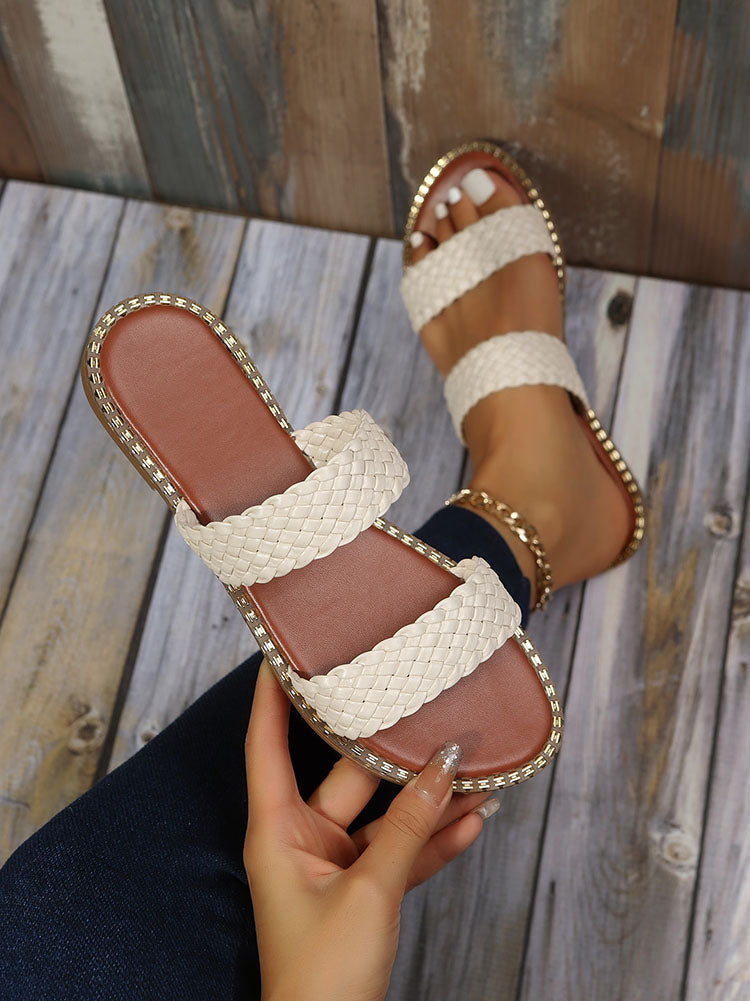 Sandalias planas con doble tira trenzada