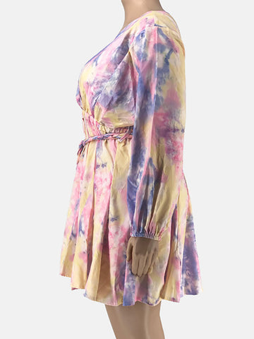 Tie Dye Belted Midi Dress