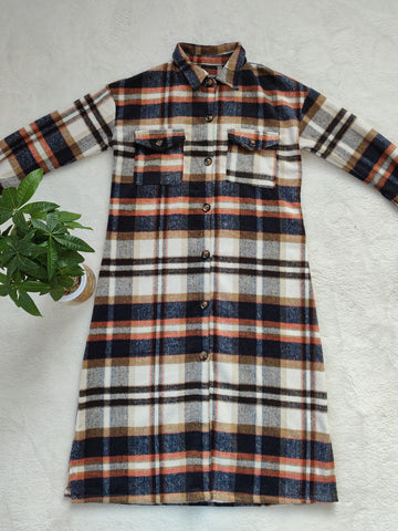 Karierter Hemdmantel mit Knöpfen