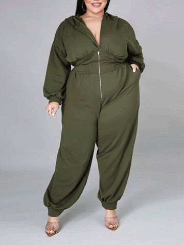 Jumpsuit mit Kapuze und Reißverschluss