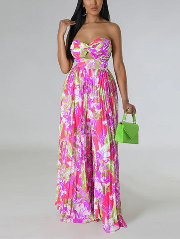 Floral Print Sleeveless Jumpsuit