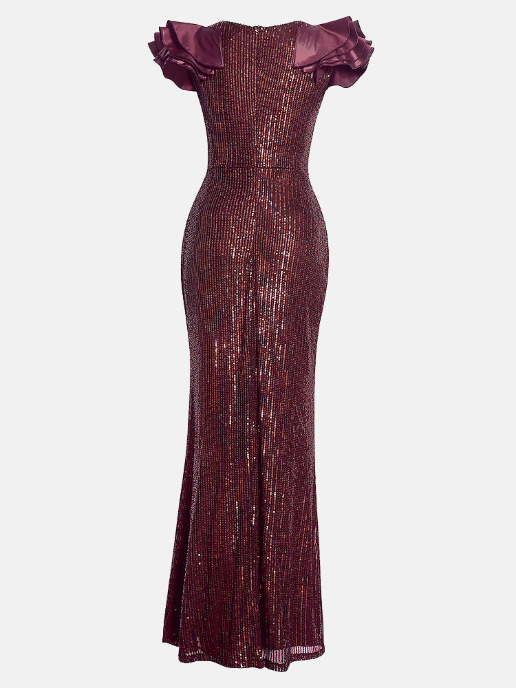 Sequin Patchwork Fishtail Dress