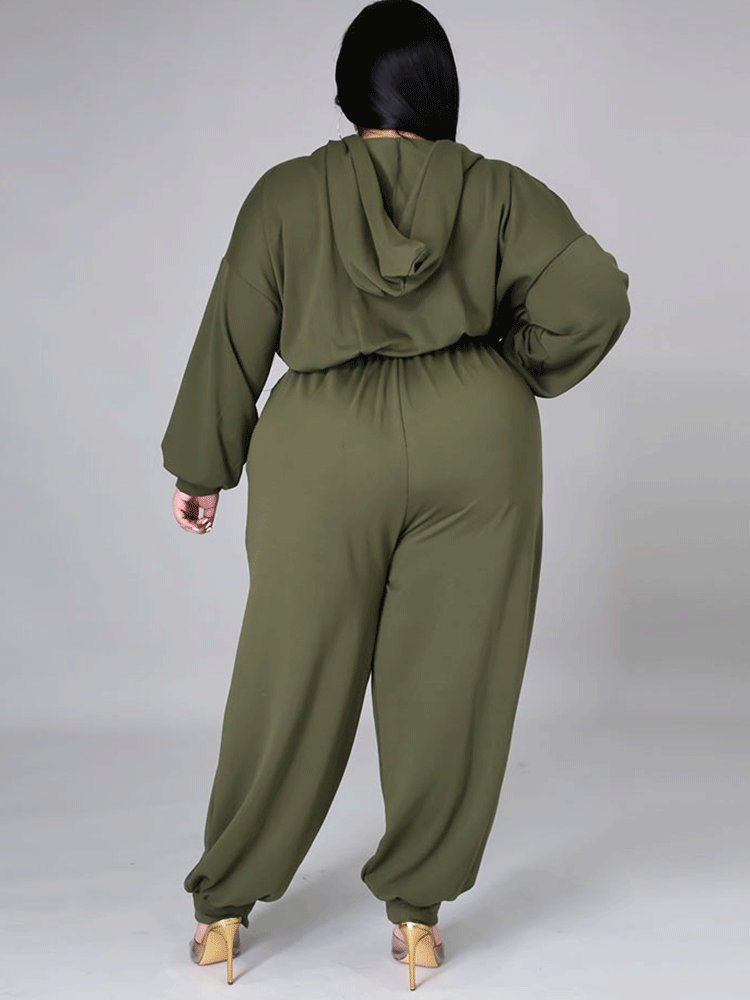 Jumpsuit mit Kapuze und Reißverschluss