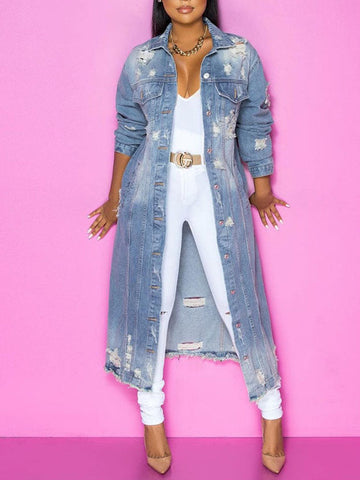 Casual Ripped Denim Jacket Coat